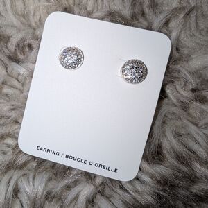 Silver Pave Round Stud Earrings - Sparkling Silver 925